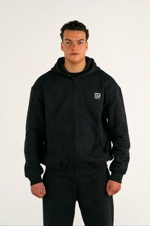 Forte Gymwear Premium Zip Hoodie Heren Zwart - Voorkant