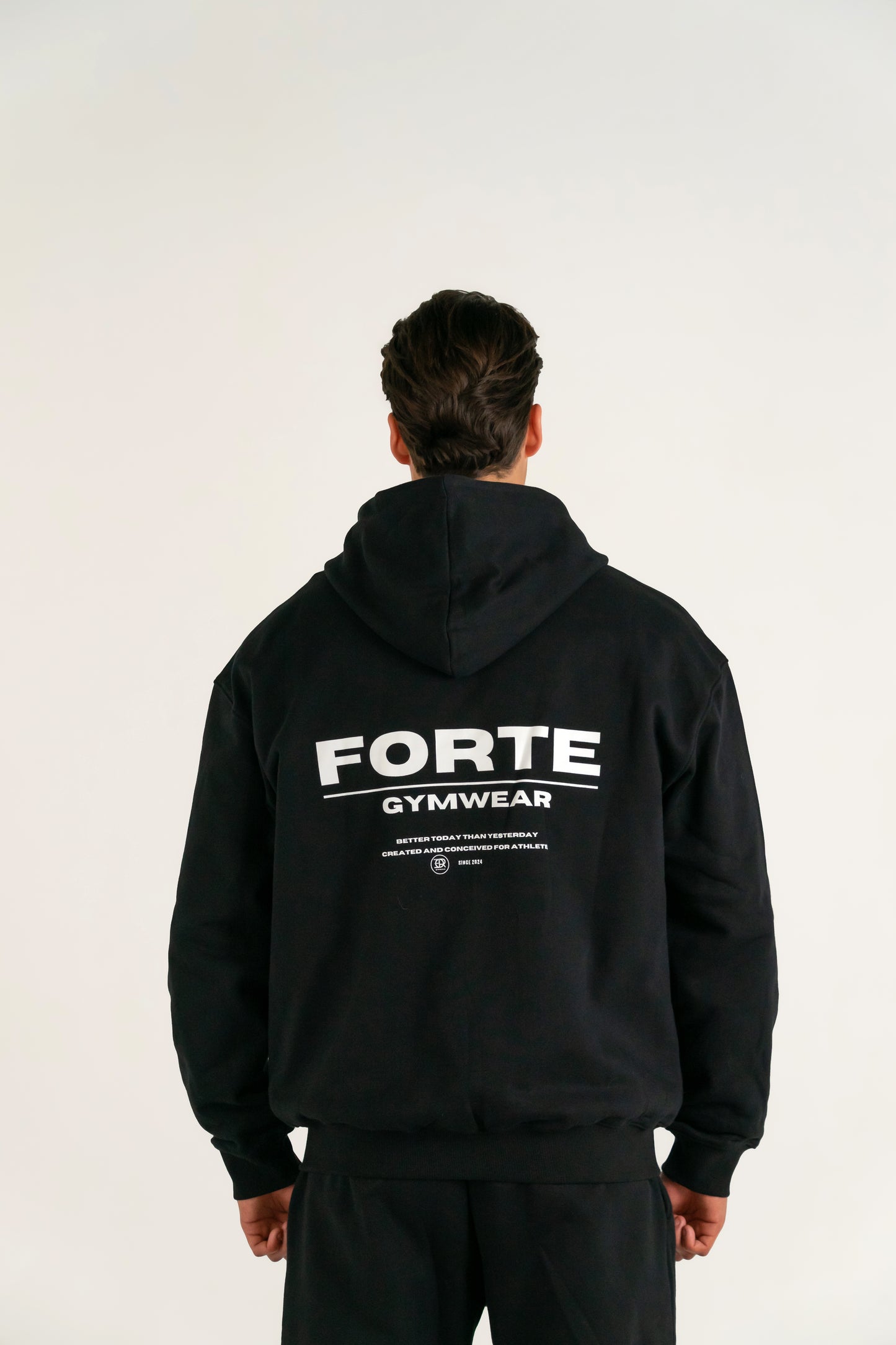 Forte Gymwear Premium Zip Hoodie Heren Zwart - Achterkant
