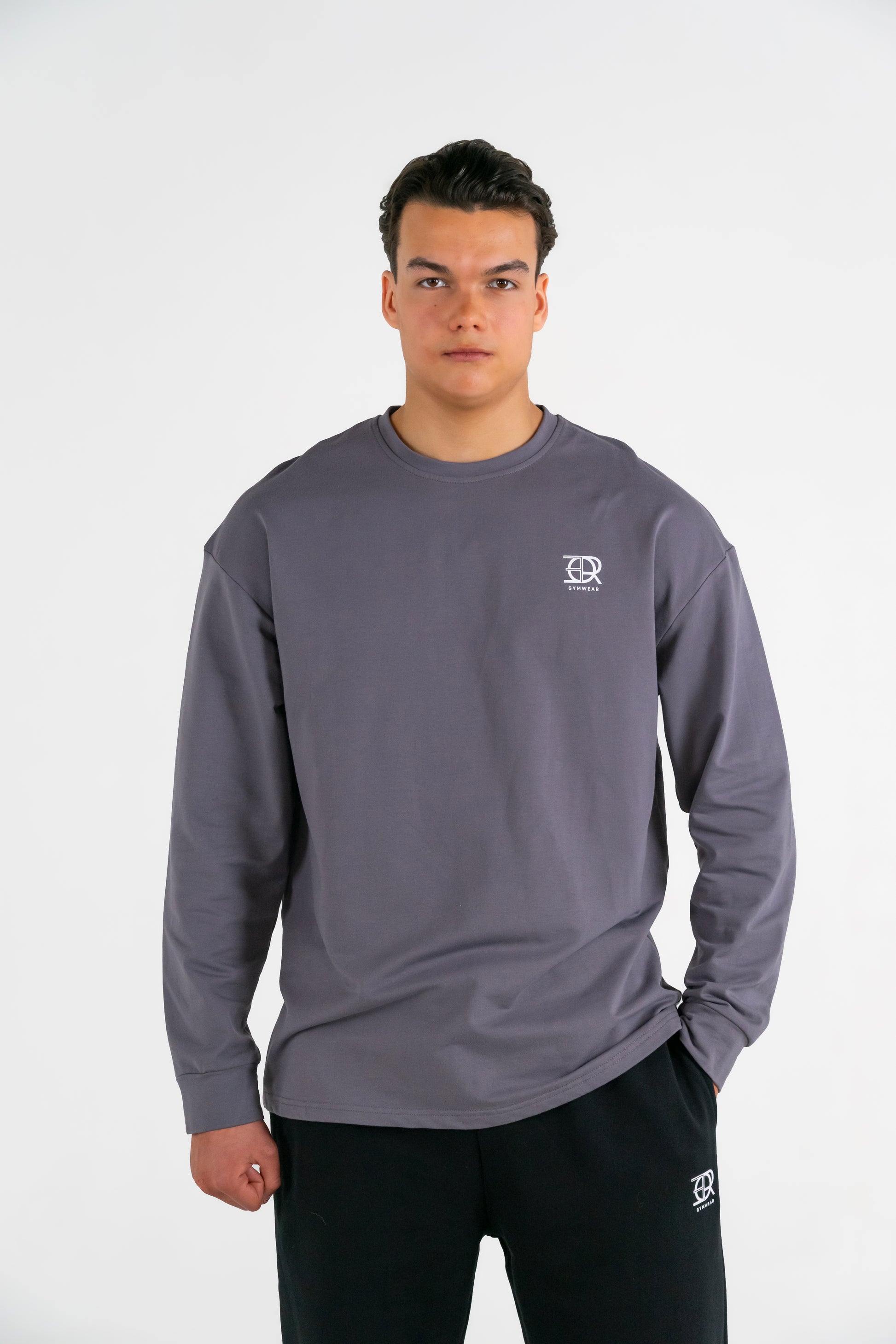 Forte Gymwear Premium Longsleeve Heren Grijs - Voorkant