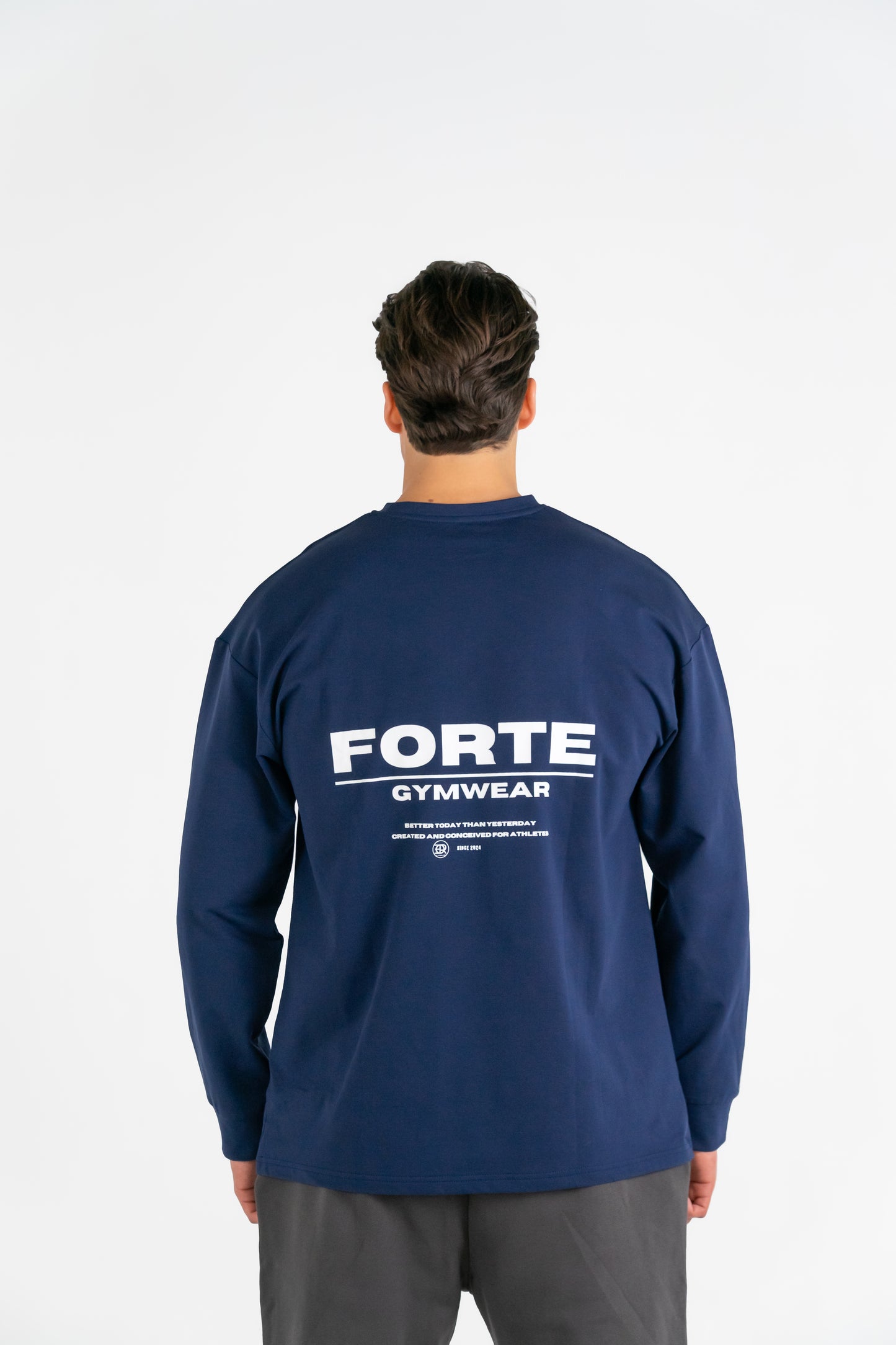 Forte Gymwear Premium Longsleeve Heren Blauw - Achterkant