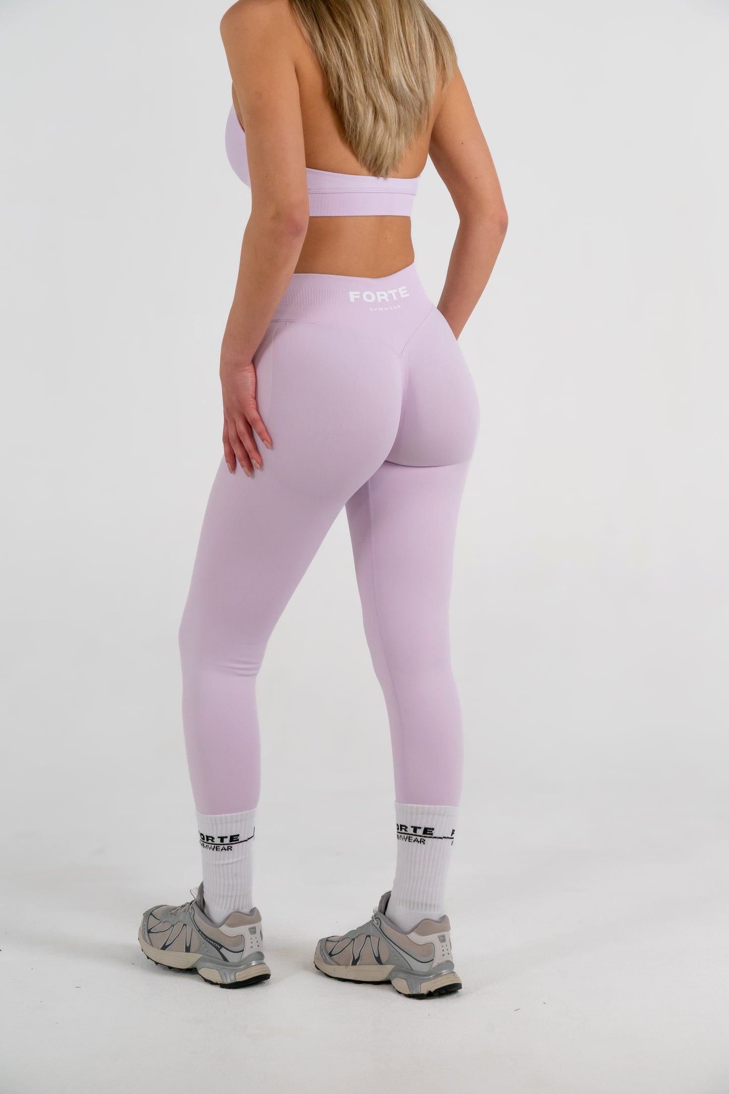 Forte Gymwear Dames Sportlegging Lichtroze - Zijkant