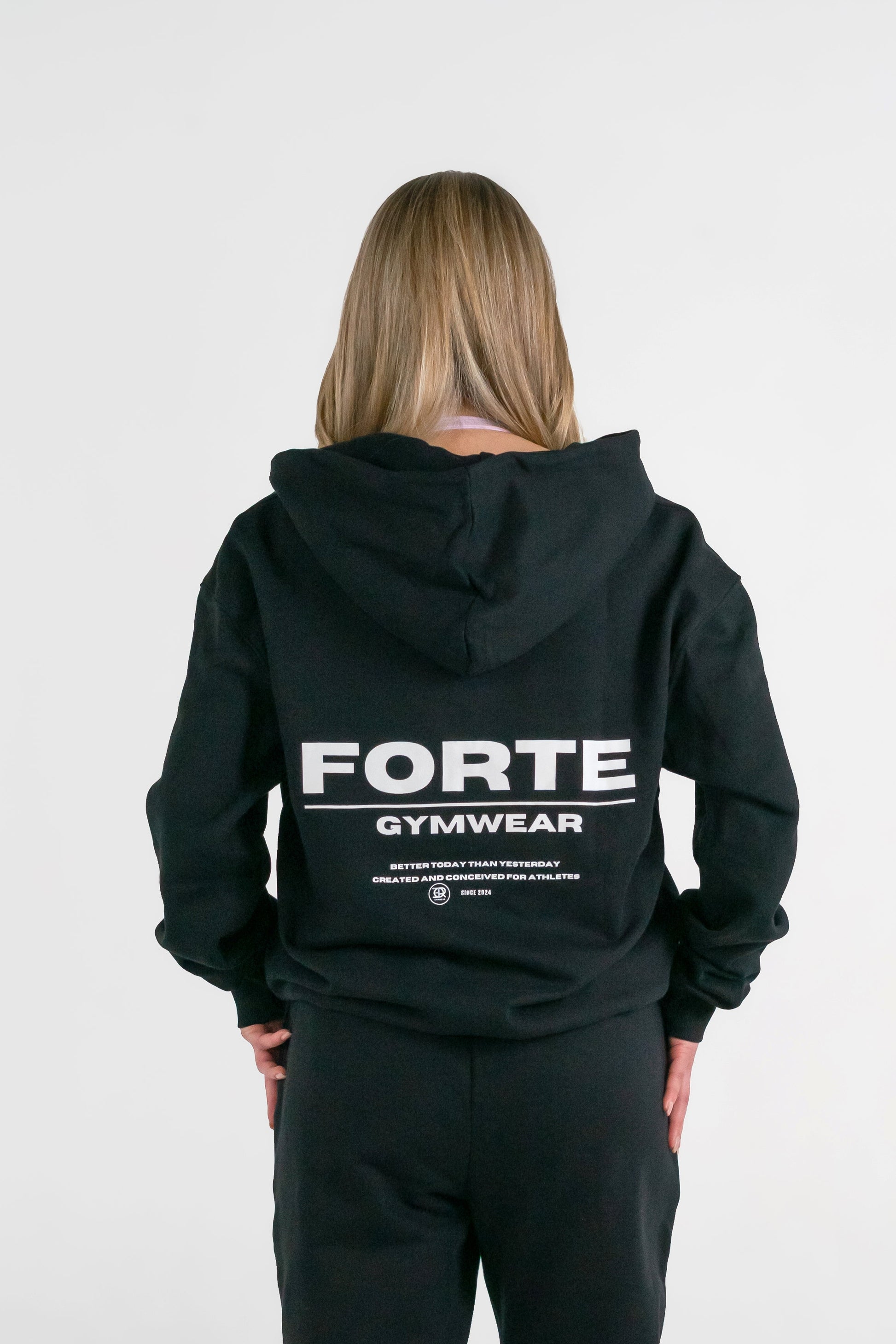 Forte Gymwear Prestige Zip Hoodie Dames Zwart - Achterkant