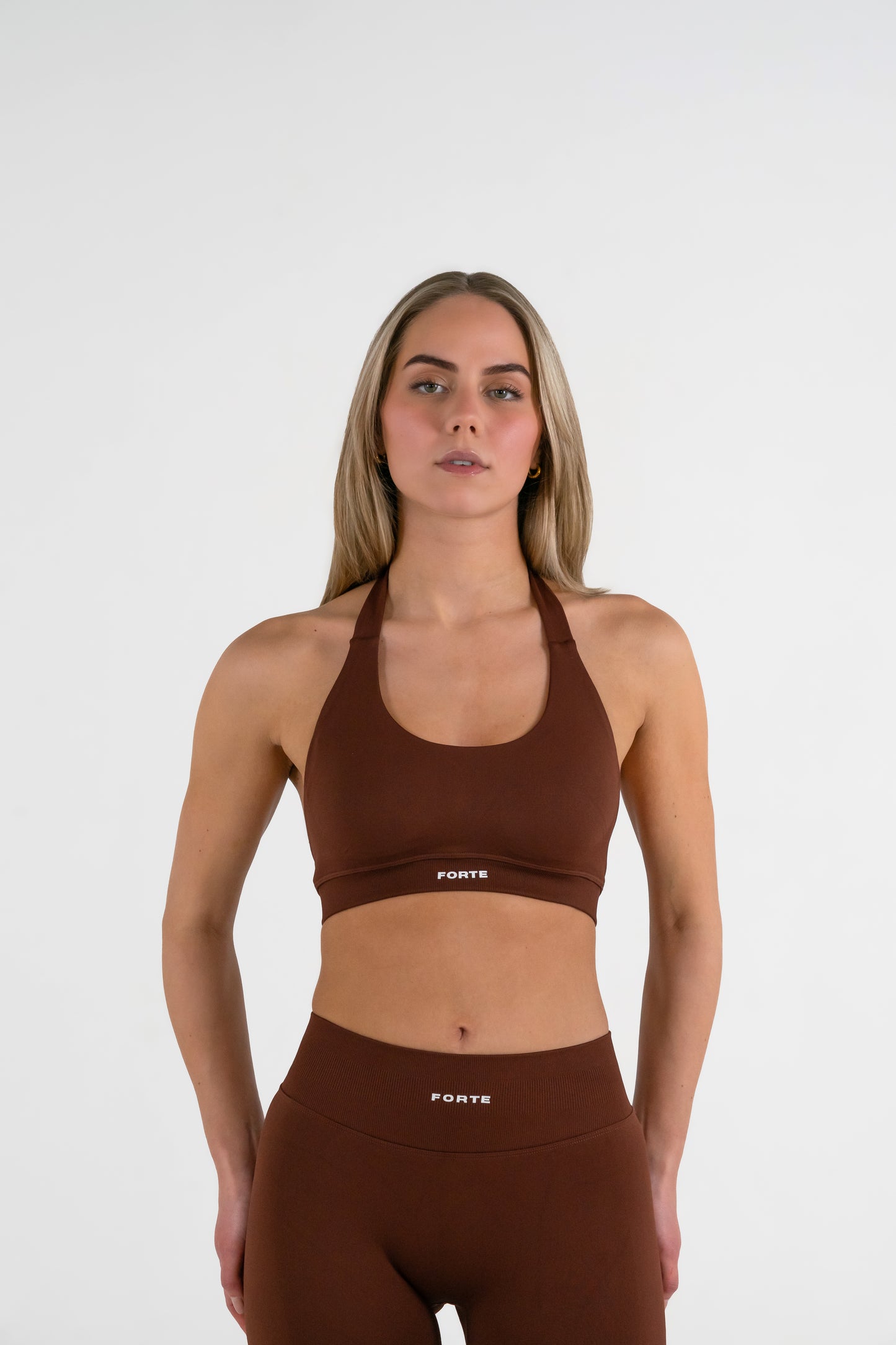 Forte Gymwear Prestige Sportbeha Dames Bruin - Voorkant