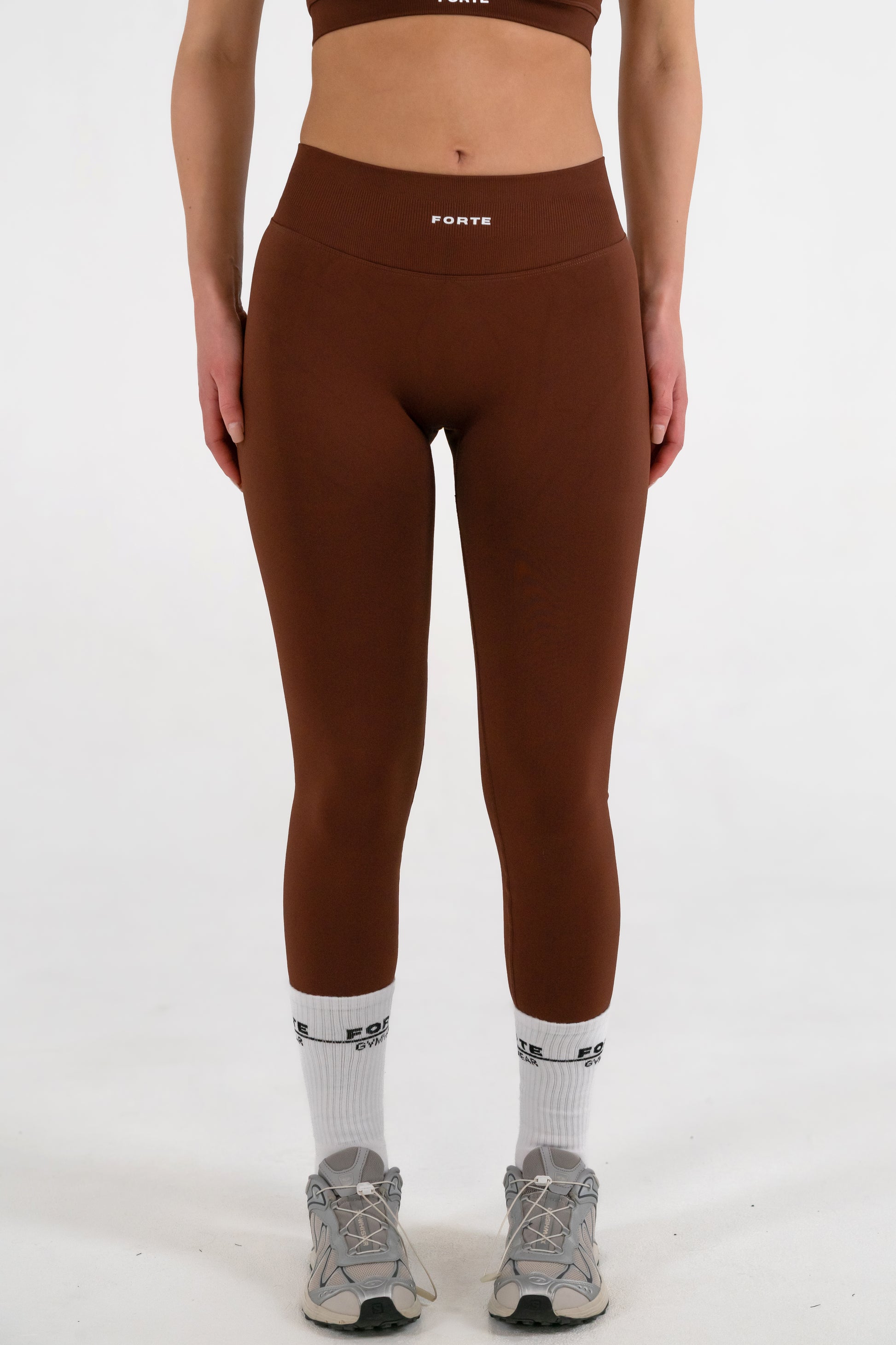Forte Gymwear Prestige Legging Dames Bruin - Voorkant