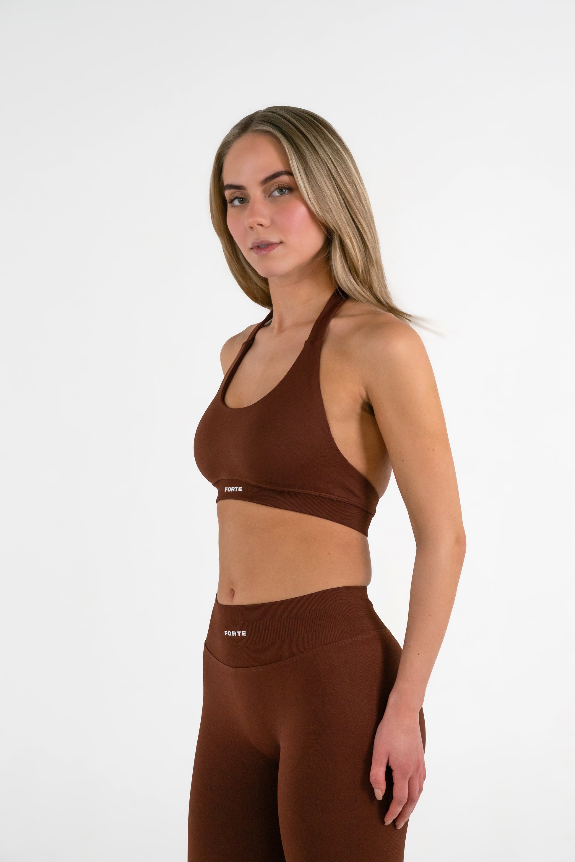 Forte Gymwear Dames Sportbeha Bruin - Zijkant