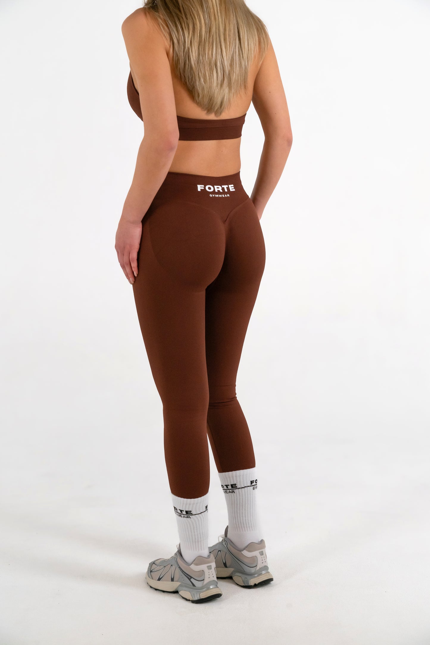 Forte Gymwear Dames Sportlegging Bruin - Zijkant
