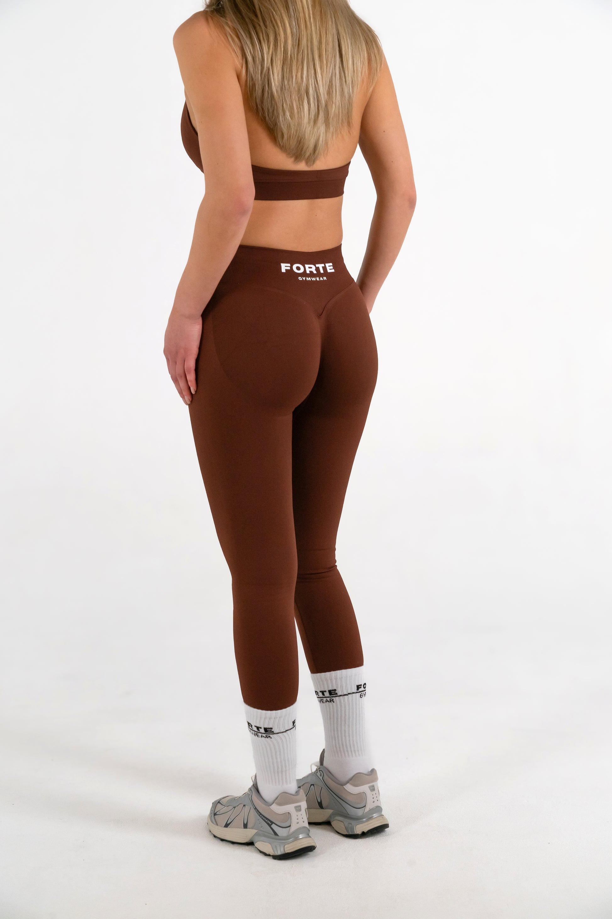 Forte Gymwear Dames Sportlegging Bruin - Zijkant