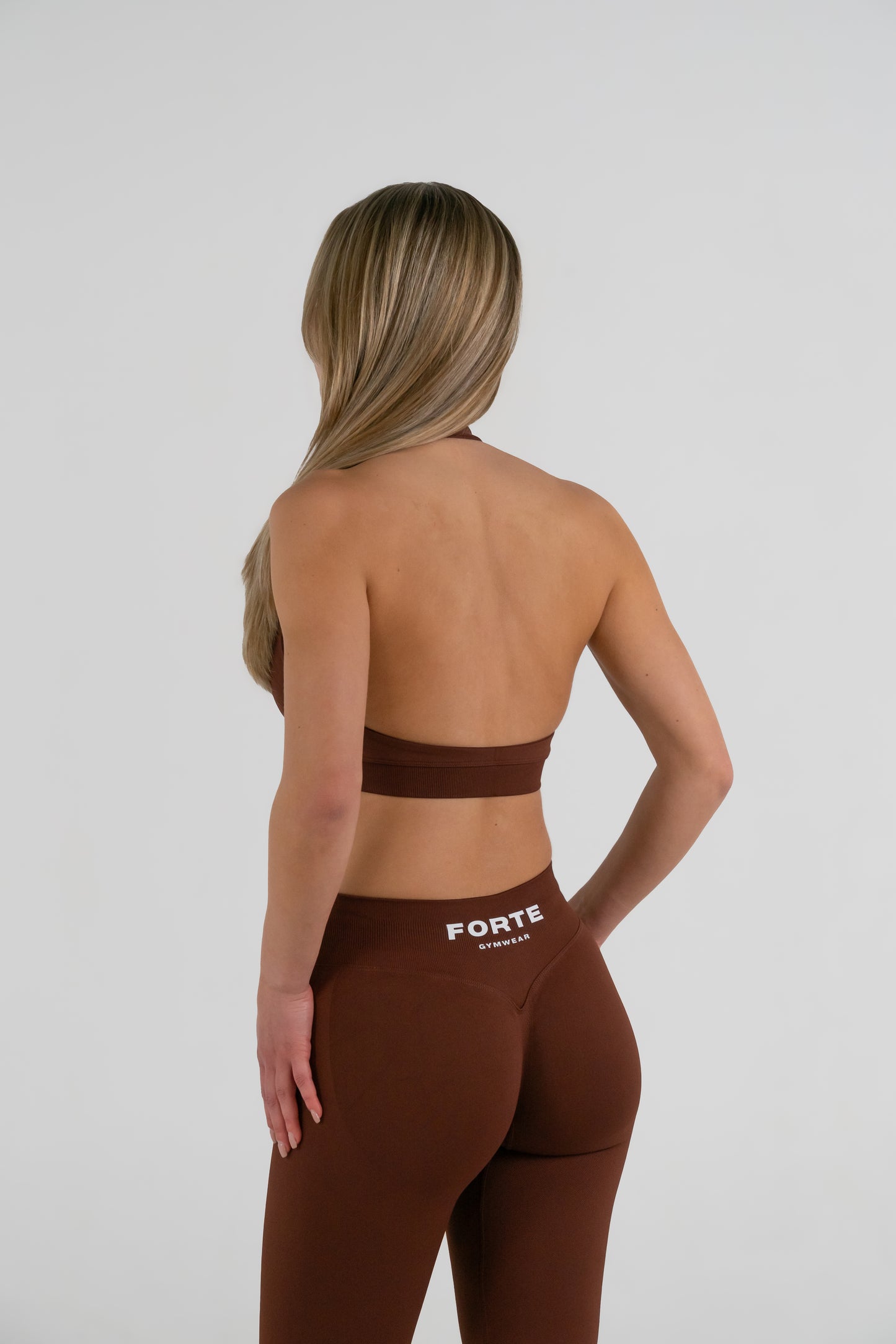 Forte Gymwear Dames Sportlegging Bruin - Detail