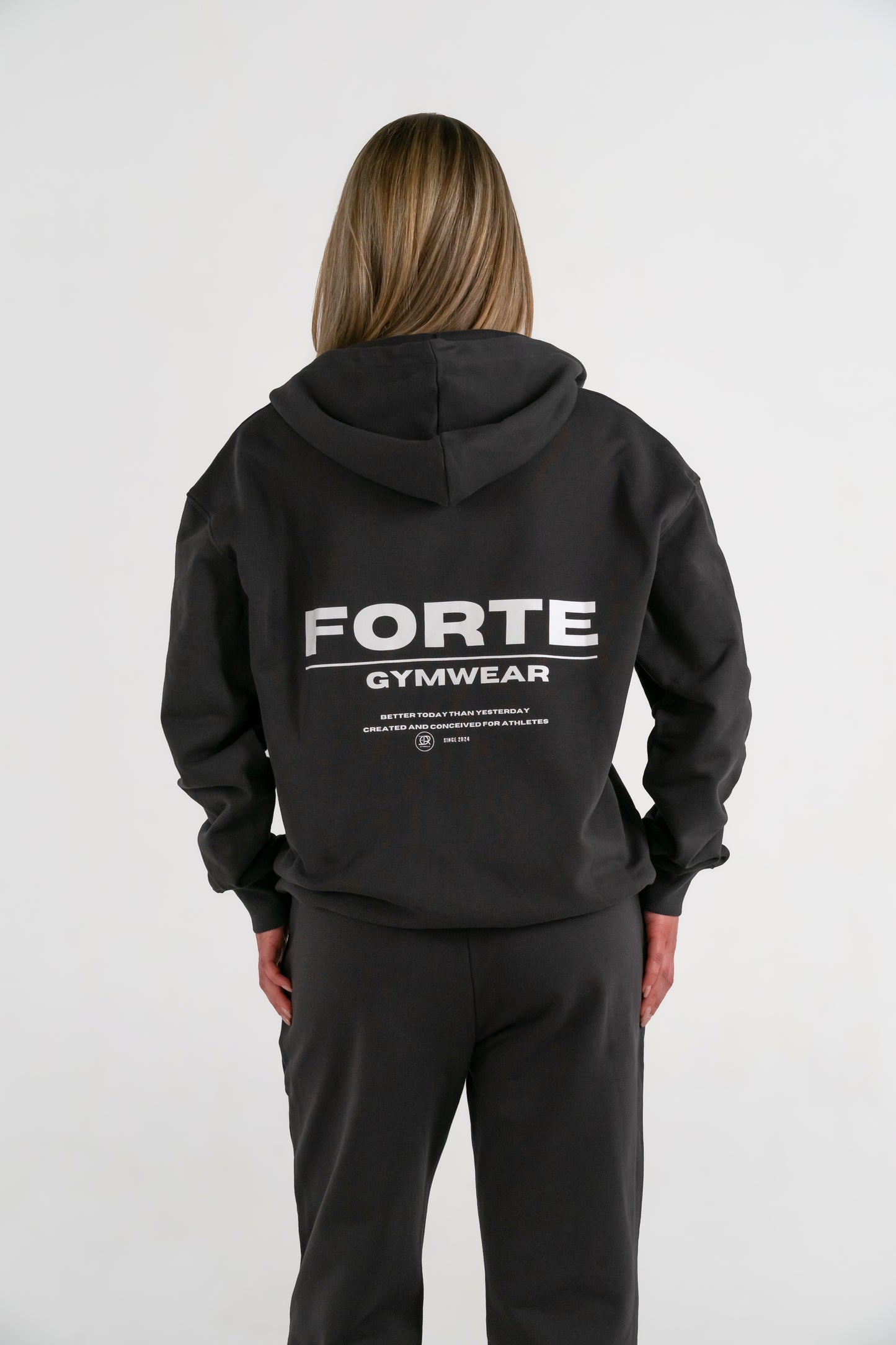 Forte Gymwear Prestige Zip Hoodie Dames Grijs - Achterkant