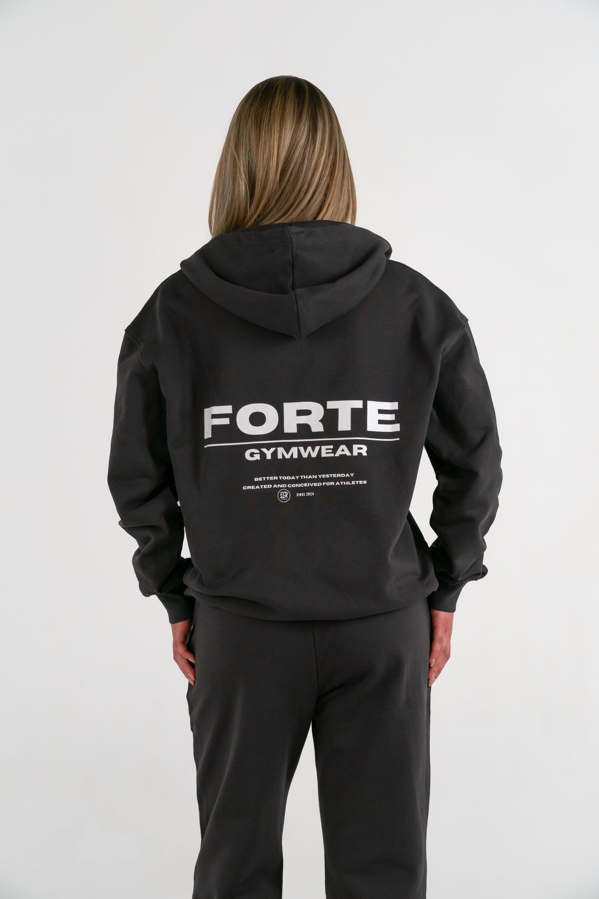 Forte Gymwear Prestige Zip Hoodie Dames Grijs - Achterkant