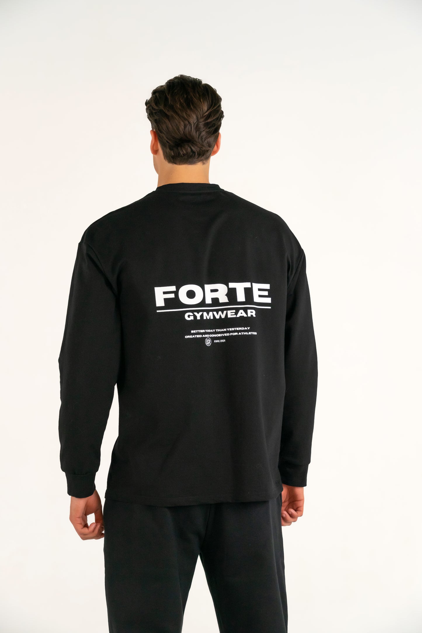 Forte Gymwear Premium Longsleeve Heren Zwart - Achterkant